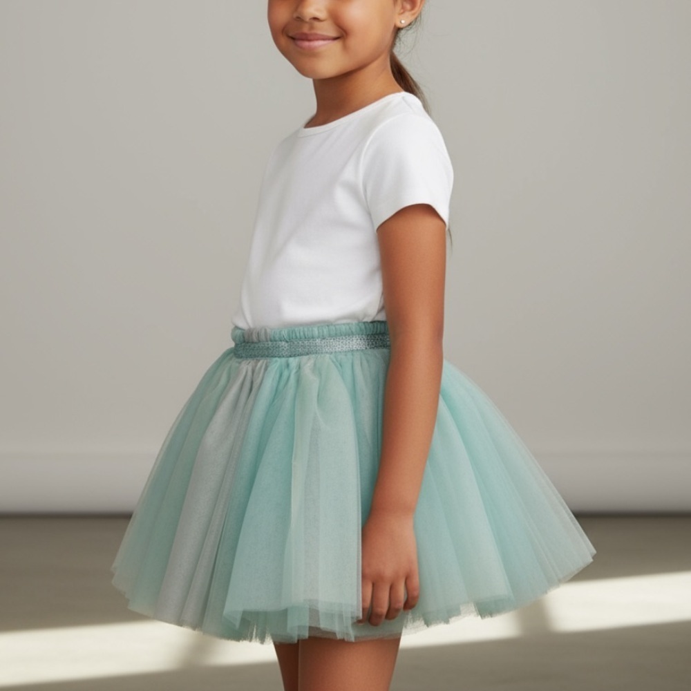 Gymboree Light Green Teal Pink Tulle Skirt Size 7